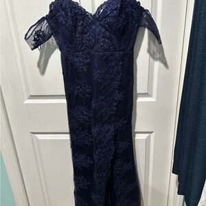 Fashion Nova Midnight Blue Lace Dress